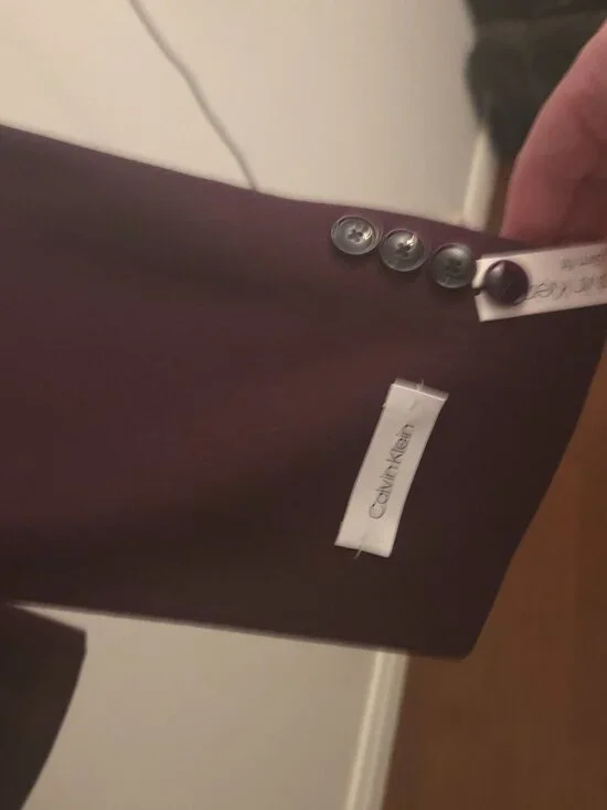 Calvin Klein Burgundy Slim Fit Stretch Blazer Men’s Jacket – New With Tags - Picture 7 of 8